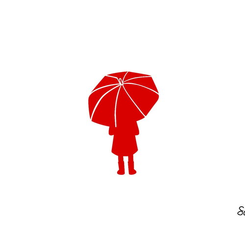 Petite fille au parapluie 8 cm appliqué flex thermocollant couleur au choix