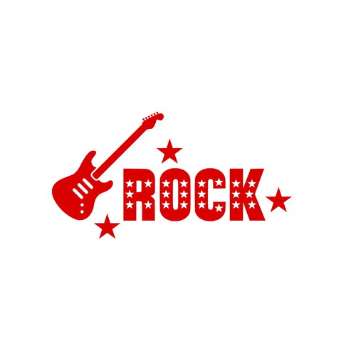 Guitare rock étoiles 8 cm appliqué flex thermocollant couleur au choix
