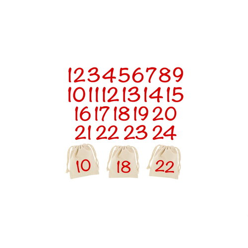 Chiffre pour calendrier de l'avent flex appliqué thermocollant couleur et dimension au choix série 1