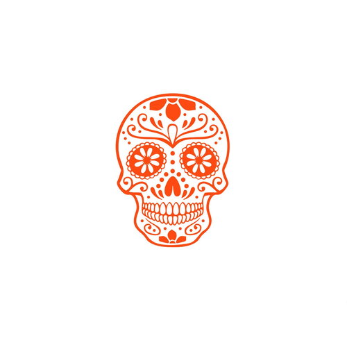 Tête de mort mexicaine 15 cm flex thermocollant appliqué couleur au choix