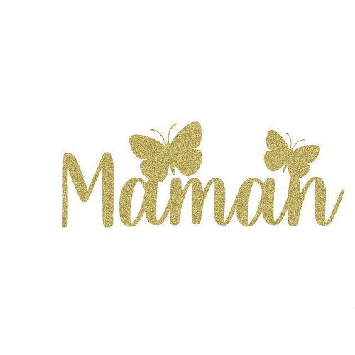 Maman papillon 12 cm fêtes des mères flex appliqué thermocollant couleur et dimension au choix