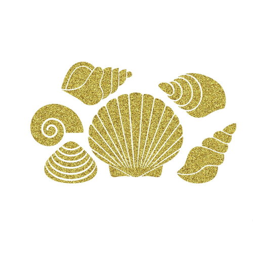 6 coquillages plage été planche 12 cm appliqué flex thermocollant couleur au choix