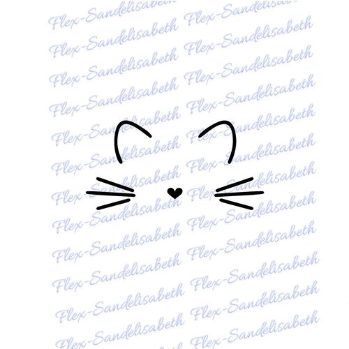 Chat chaton nez cœur 6 cm appliqué flex thermocollant couleur au choix