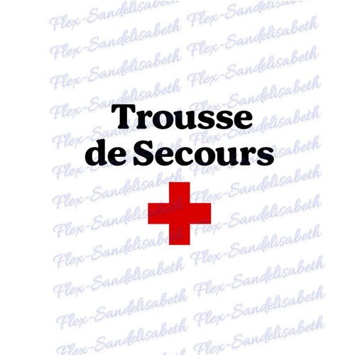 Trousse de secours + croix rouge 8 cm flex thermocollant appliqué transfert textile