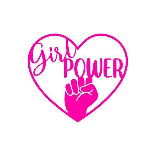 Girl power coeur poing levé femme fille flex appliqué thermocollant 6 cm transfert textile couleur au choix