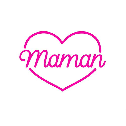 Maman coeur filaire style néon 6 cm fête des mères flex appliqué thermocollant couleur et dimension au choix