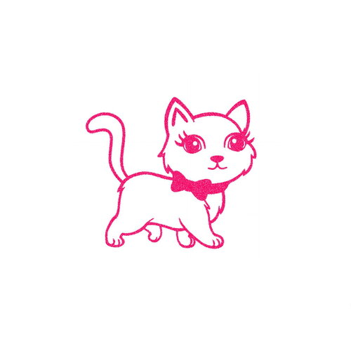 Chat chaton mignon petit nœud 6 cm appliqué flex thermocollant couleur au choix