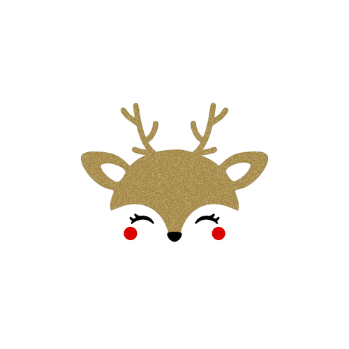 Petit cerf renne de noël appliqué flex thermocollant dimension au choix doré pailleté