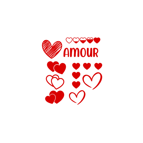 Lot petit coeur amour appliqué flex thermocollant transfert textile couleur et dimension au choix