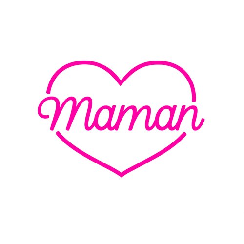 Maman coeur filaire style néon 8 cm fête des mères flex appliqué thermocollant couleur et dimension au choix