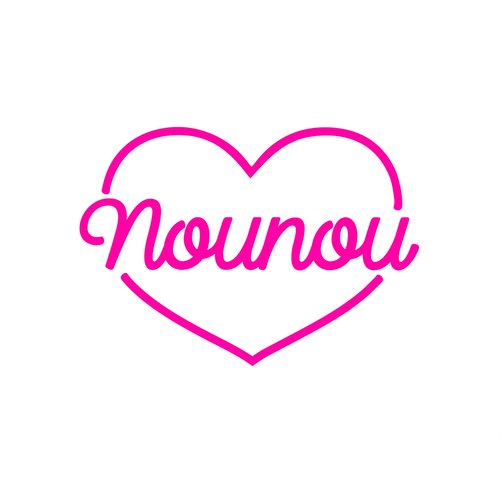 Nounou coeur 8 cm style filaire néon flex appliqué thermocollant couleur au choix