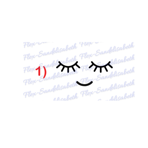 Cils yeux bouche kawaii 1 couleur 15 cm flex thermocollant couleur au choix