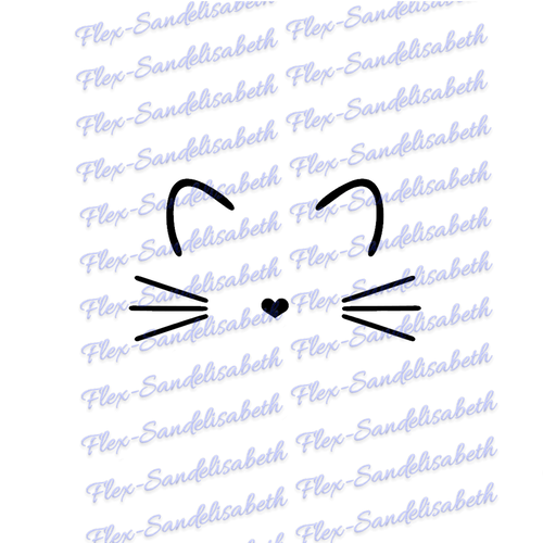 Chat chaton nez cœur 10 cm appliqué flex thermocollant couleur au choix