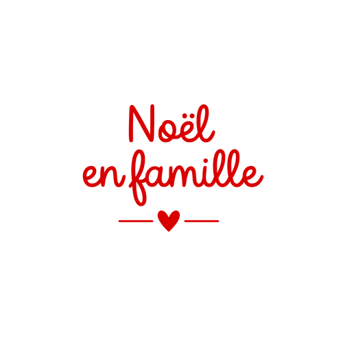 Noël en famille coeur flex appliqué thermocollant couleur au choix 15 cm