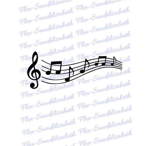 Partition notes musique 15 cm appliqué flex thermocollant transfert textile couleur au choix