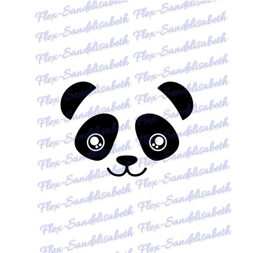 Panda tête 15 cm appliqué flex thermocollant couleur au choix