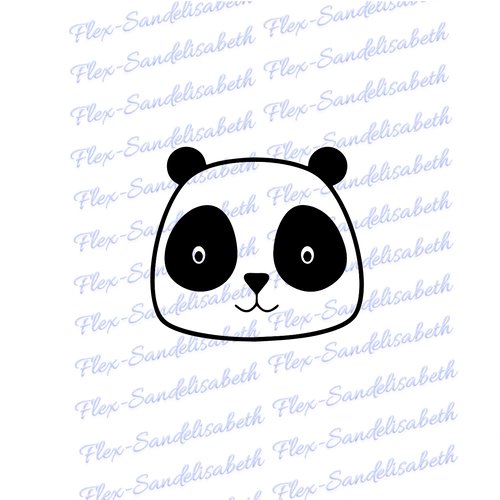 Tête panda 15 cm appliqué flex thermocollant couleur au choix