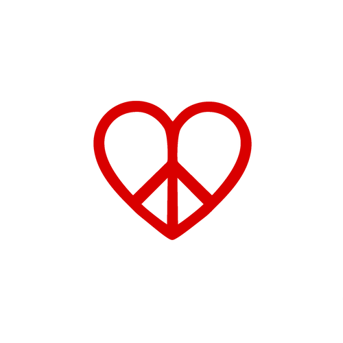 Cœur 6 cm peace and love flex thermocollant couleur au choix