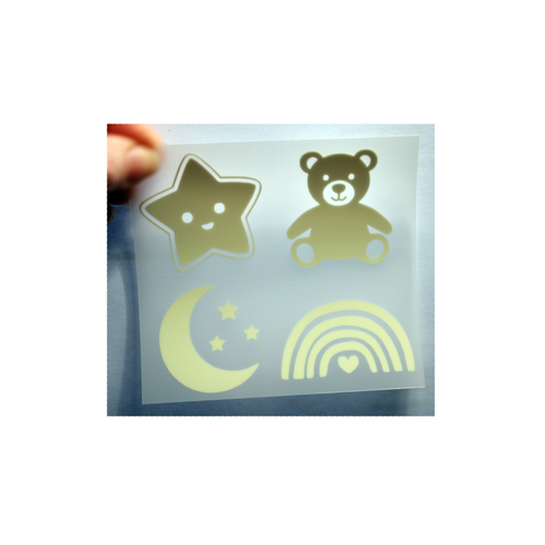 Lot motifs bébé phosphorescent appliqué transfert textile flex thermocollant modèle 2