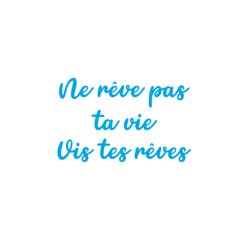 Ne rêve pas ta vie vis tes rêves 8 cm joli message positif  appliqué flex thermocollant couleur au choix