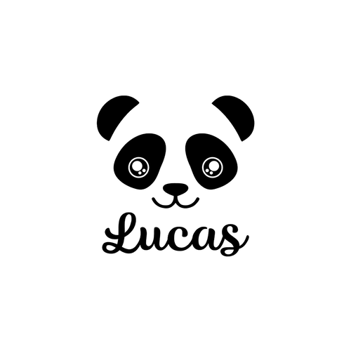 Panda + prénom 10 cm appliqué flex thermocollant couleur au choix