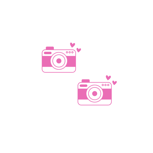 Appareil photo 4 cm petits coeurs appliqué flex thermocollant dimension et couleur au choix