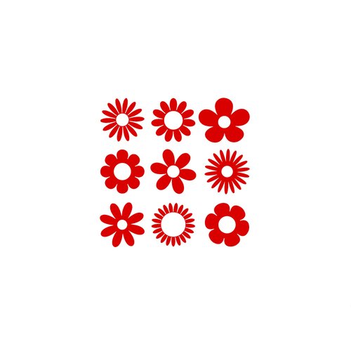 9 petites fleurs planche 12 cm printemps nature flex appliqué thermocollant couleur au choix