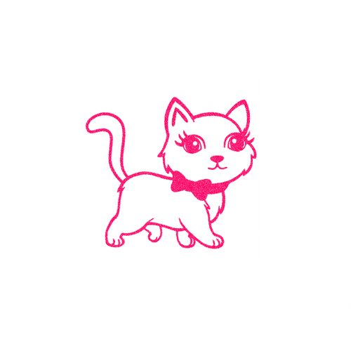 Chat chaton mignon petit nœud 15 cm appliqué flex thermocollant couleur au choix