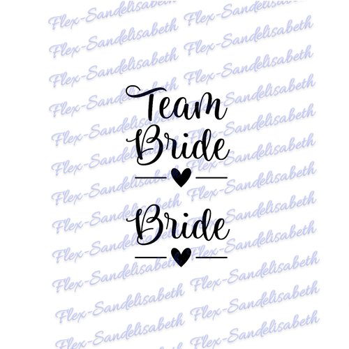 Team bride commande personnalisée mariée mariage ligne coeur 1 flex thermocollant appliqué transfert textile