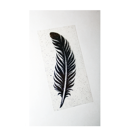 Plume glitter appliqué transfert thermocollant couleur et dimension au choix