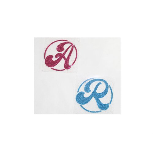 Lettre monogramme glitter très pailleté patch flex thermocollant transfert pour tissu dimensions couleurs au choix