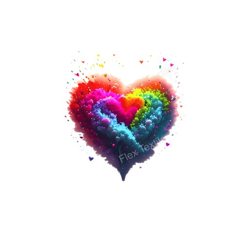 Coeur couleurs impression dtf - flex textile