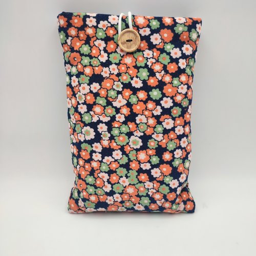 Pochette à livre moyen format velours fleuri
