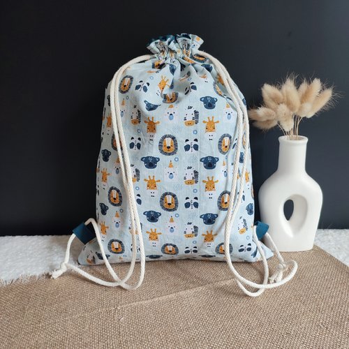 Sac pochon enfant – motifs jungle