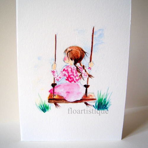 Carte Aquarelle Enfant Pour Invitation Anniversaire Un Grand Marche