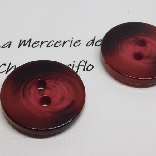 Bouton rond rouge bordeau 30 mm 2 trous
