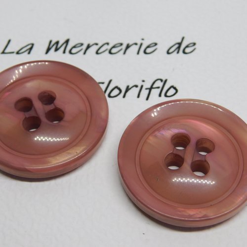 Bouton rond rose 4 trous 26 mm