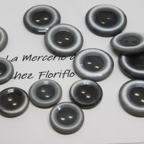 Bouton rond gris blanc deux trous 18 mm