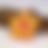 1 perle breloque fleur céramique jaune orange artisanal- 4 cm
