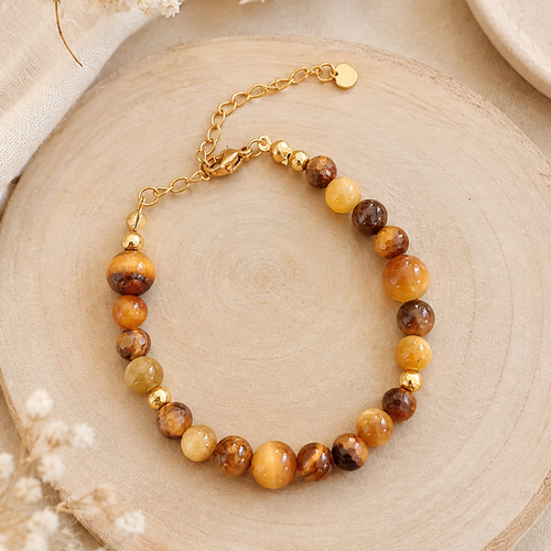 Bracelet œil de tigre & œil de tigre doré – protection & confiance