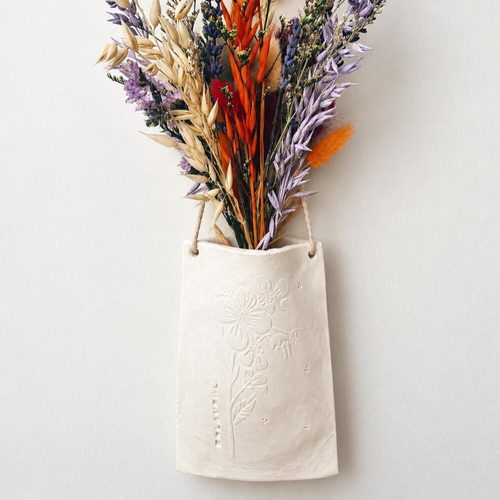 Vase mural en argile pour fleurs séchées - céramique | fait main