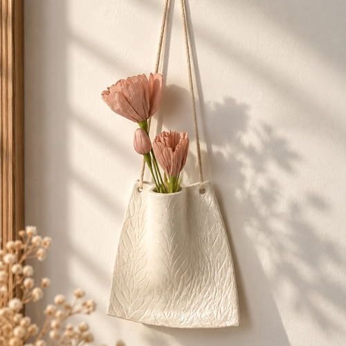 Vase mural en argile pour fleurs séchées | fait main