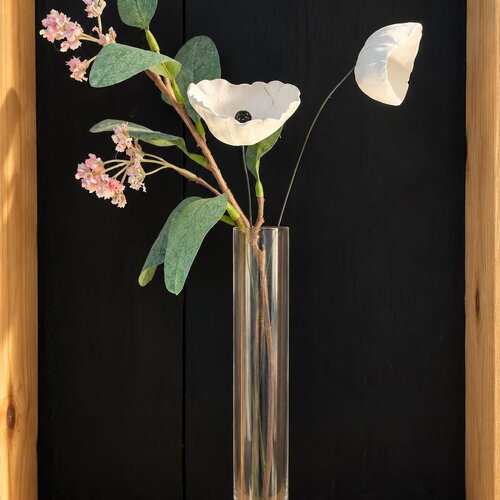 Fleurs en argile encadrées — création poétique et upcyclée - céramique (fleur séchées)