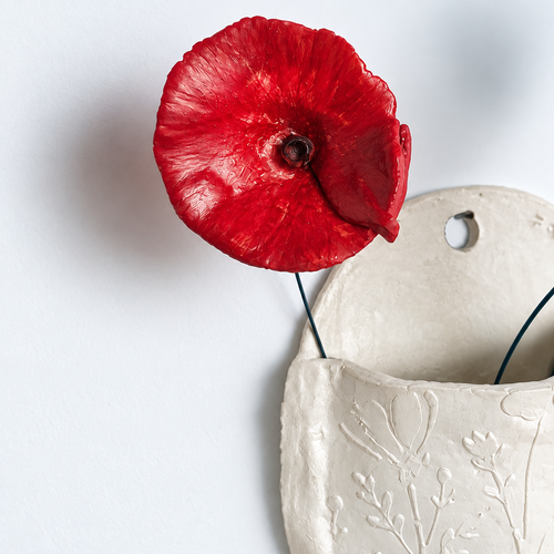 Coquelicot en argile - fait main