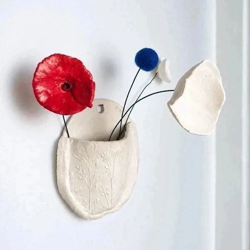 Coquelicot en argile - fait main