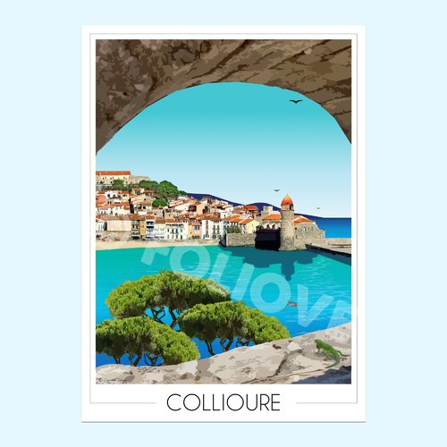 Affiche collioure village de pêcheurs