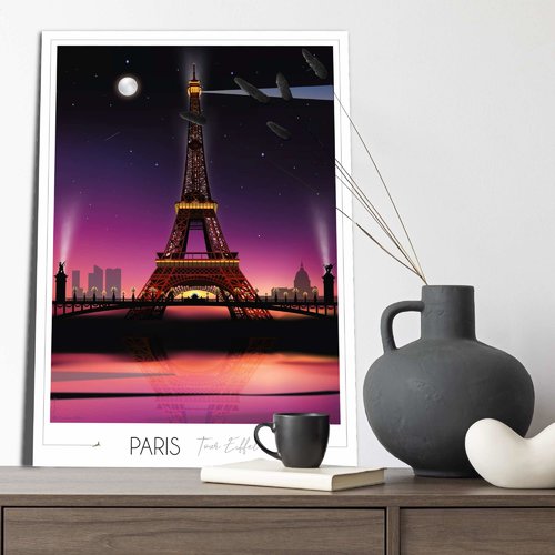 Affiche paris tour eiffel nuit