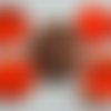 10 cabochons ronds 12mm verre oeil de chat orange foncé 