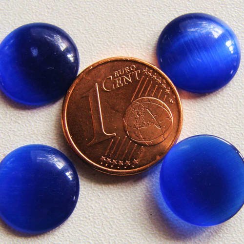 10 cabochons ronds 12mm verre oeil de chat bleu marine 