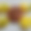 10 cabochons coeur 12x12mm verre oeil de chat jaune 